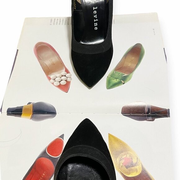 Vintage Herbert Levine "Sailor Beware" Pumps with Bow at Back, Black Suede, Size - Picture 10 of 16